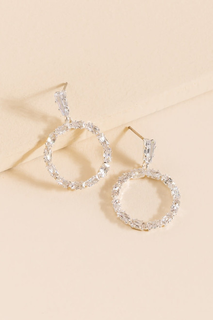 Julie CZ Baguette Circle Earrings