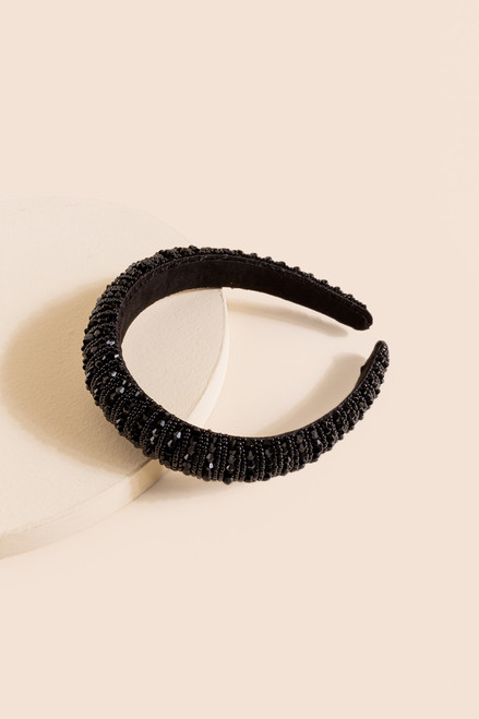 Susan Black Padded Beaded Headband