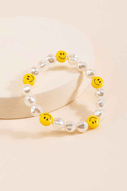 Smileys & Pearls Stretch Bracelet