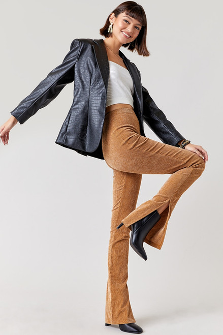 Amber Corduroy Split Hem Flare Leggings