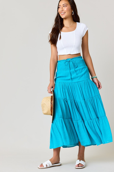 Luna Smocked Tiered Maxi Skirt