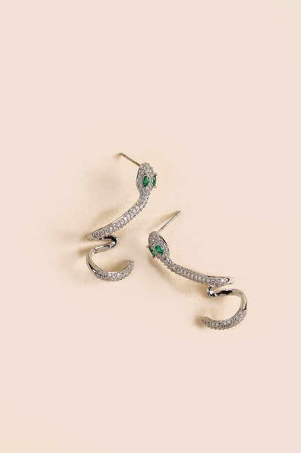 Esme CZ Snake Drop Earrings