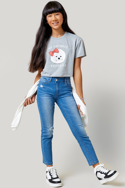 franki Favorite Fluffball Puppy Sweatshirt for Girls Heather Gray