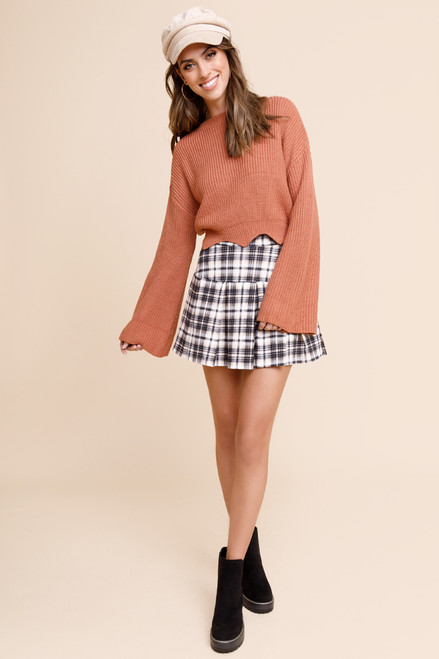 Julie Scalloped Crop Sweater