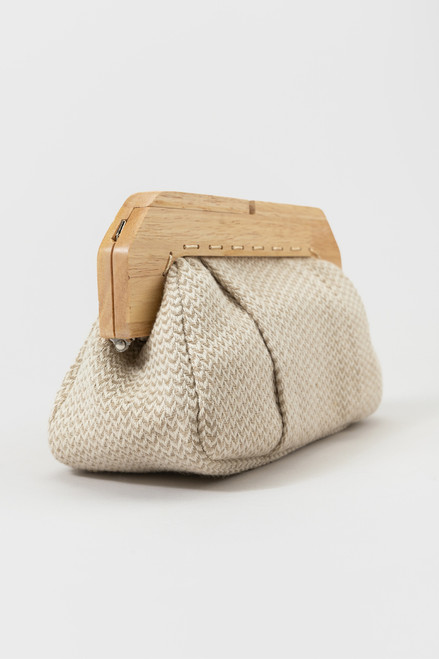 Hailey Wood Frame Pleated Clutch