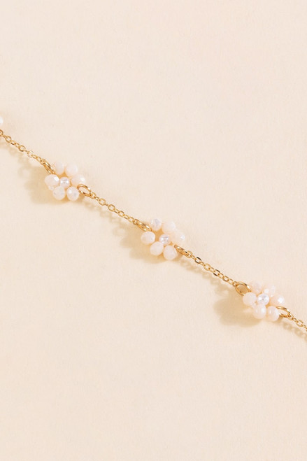 Serena Stationed Glass Flower Single Strand Necklace