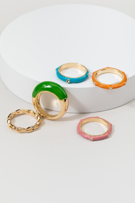 Pippa Multi-Color Enamel Ring Set