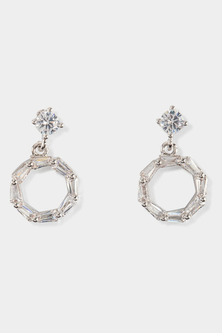 Mya CZ Baguette Circle Drop Earrings