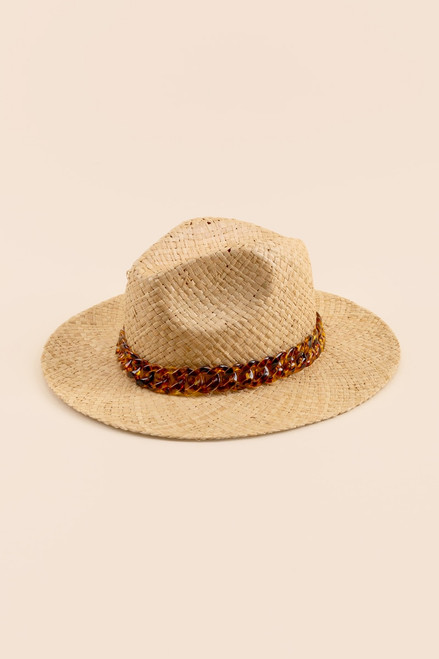 Capri Woven Straw Tortoise Band Panama Hat