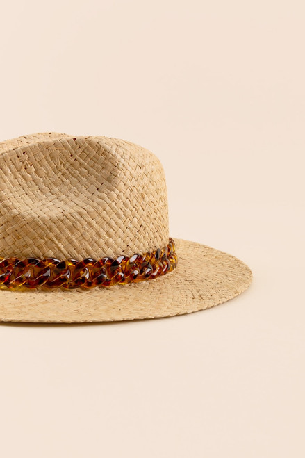 Capri Woven Straw Tortoise Band Panama Hat