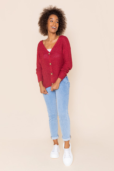 Elisa Button Front Cropped Cardigan