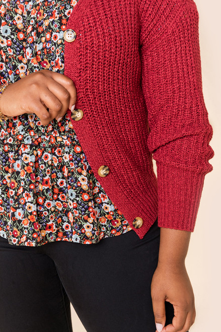 Elisa Button Front Cropped Cardigan