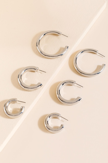 Mini Three Hoop Earring Set