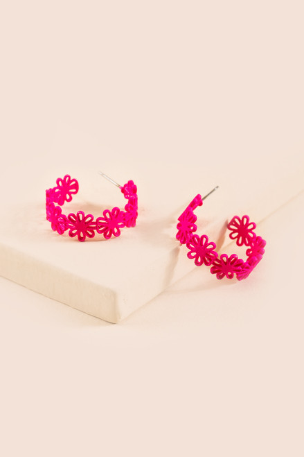 Stacey Filigree Flower Hoop Earrings