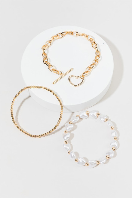 Quinn Pearl Hearts Bracelet Set