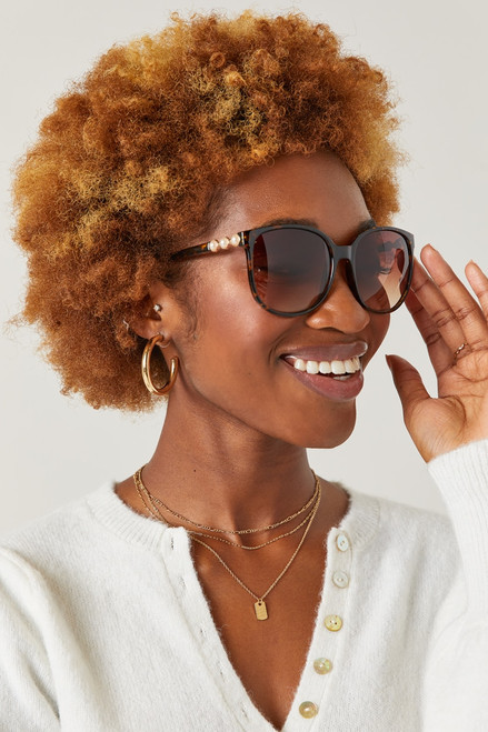 Hailey Round Pearl Temple Sunglasses