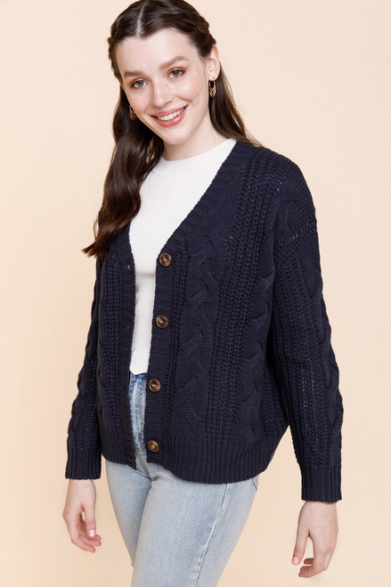 Lisa Double Cable Knit Cardigan