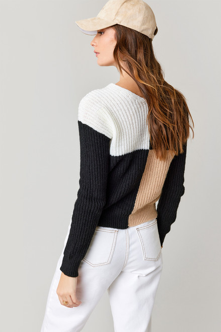 Cristley Knotted Colorblock Sweater