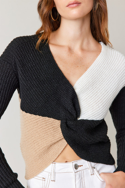Cristley Knotted Colorblock Sweater