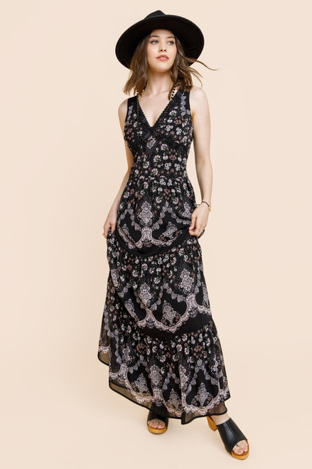 Limelight Floral Lace Trim Maxi Dress
