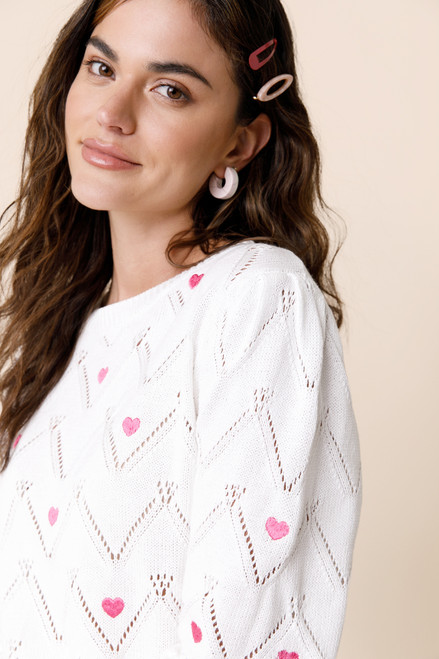 Kellie Mini Heart Pointelle Sweater