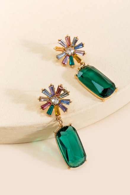 Gina Floral Crystal Drop Earrings
