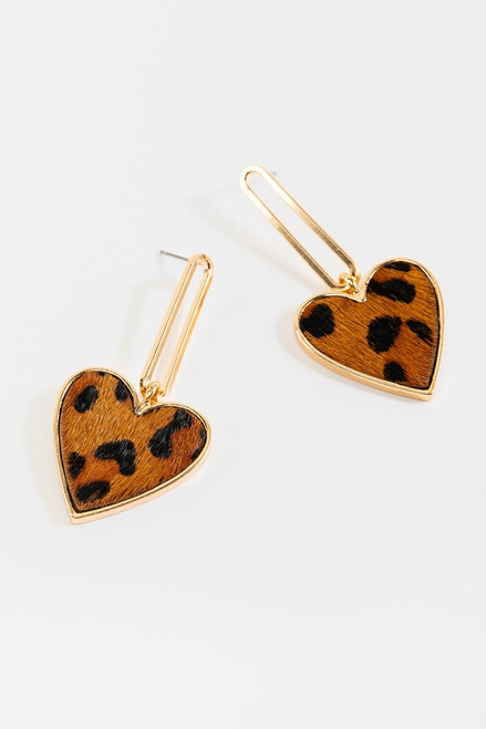 Gianna Leopard Heart Drop Earrings