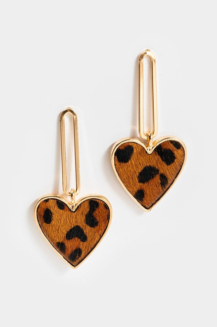 Gianna Leopard Heart Drop Earrings