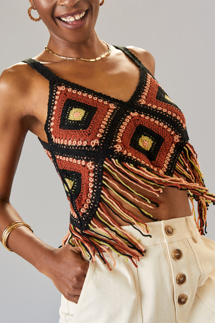 Malia Fringe Crochet Tank Top