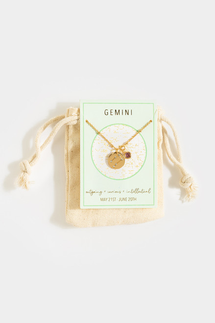 Gemini Pendant Necklace with Pouch