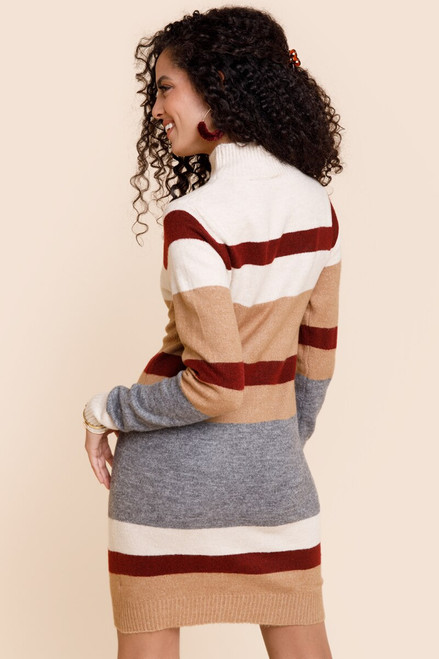 Evane Bold Striped Sweater Mini Dress