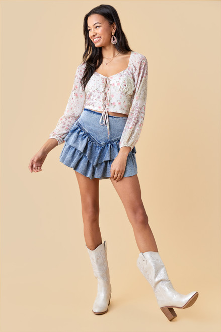 Hailey Tiered Denim Mini Skirt