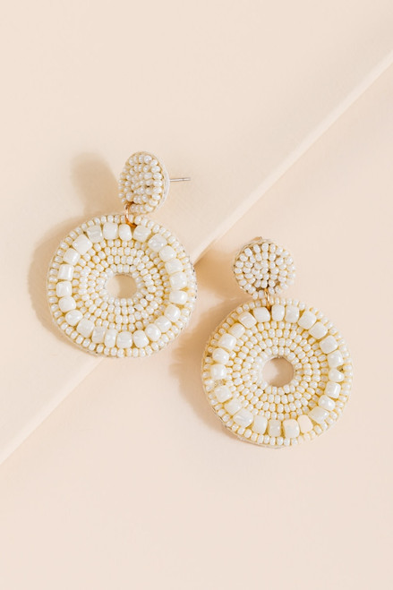 Iris Seedbead Circle Drop Chandelier Earrings