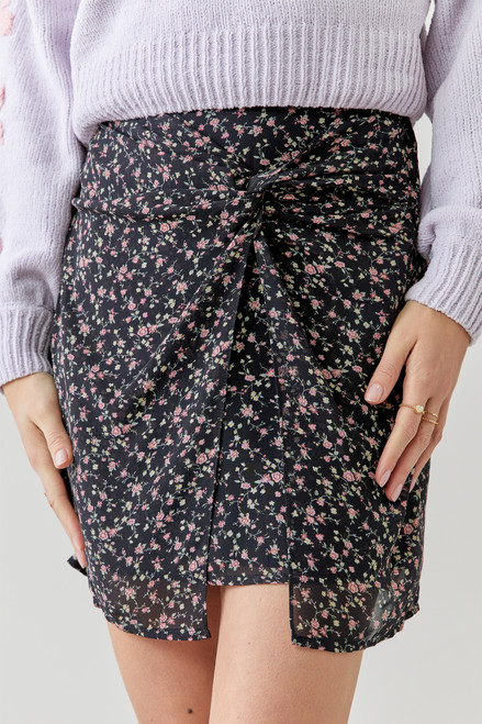 Clara Floral Wrap Front Mini Skirt