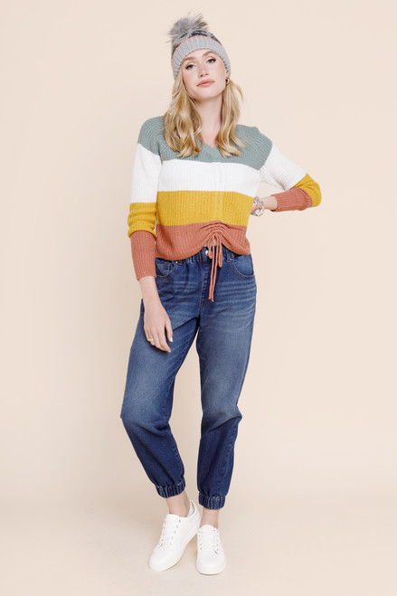 Whitley Color Block Ruched Sweater
