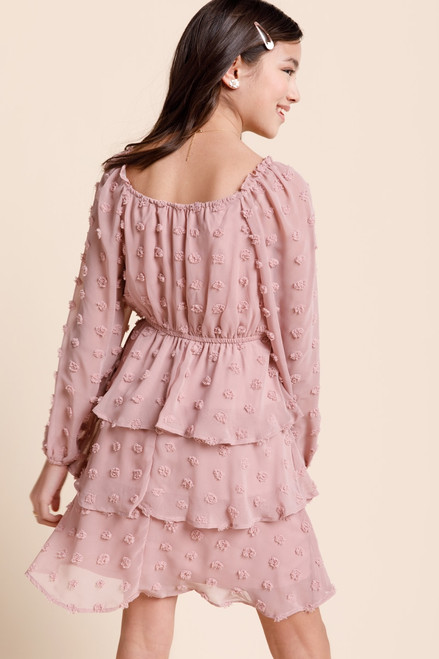 franki Clip Dot Tiered Dress for Girls Blush