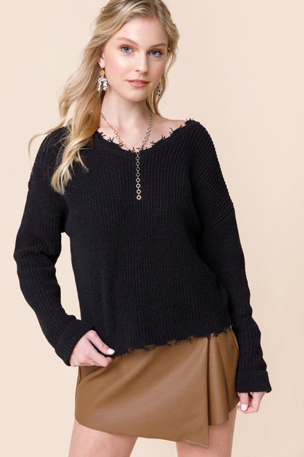 Maddy Chenille Fray Pullover Sweater