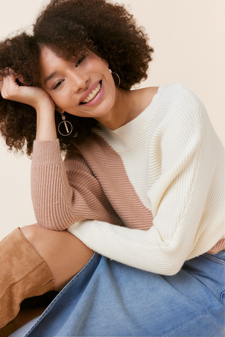 Tess Ribbed Color Block Dolman Sweater