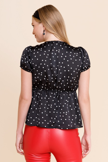 Marge Satin Polka Dot Blouse