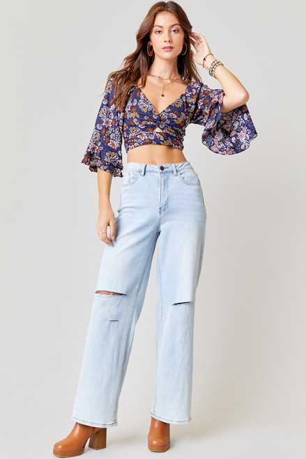 Jean Floral Twist Key Blouse