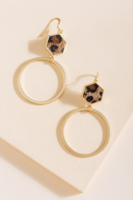 Heather Leopard Circle Drop Earrings