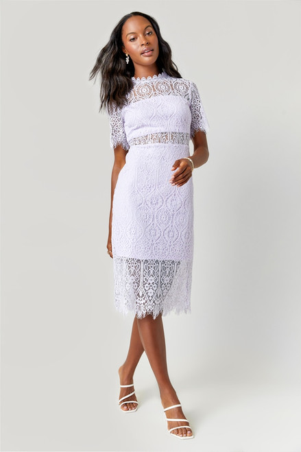 Rhea Lace Midi Dress Lavender