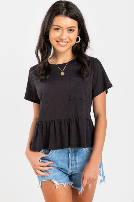 Brinklee Front Pocket Peplum Top