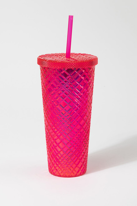 Diamond Cut Tumbler in Hot Pink