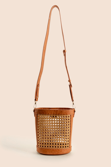 Carrie Rattan Bucket Crossbody