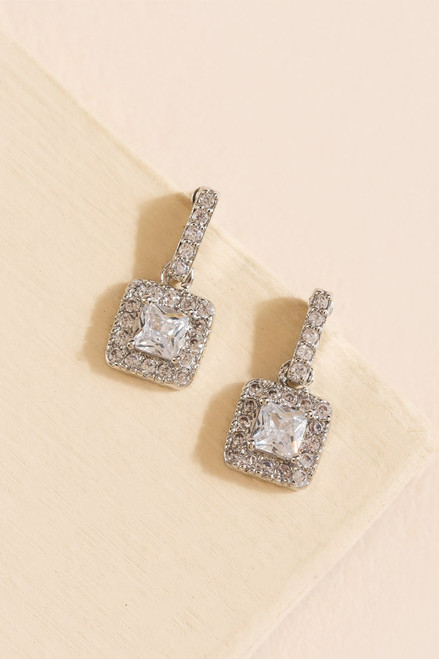 Ailana Square Crystal Drop Earrings