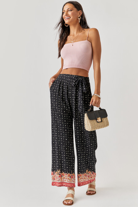 Maeve Floral Border Print Fluid Pants