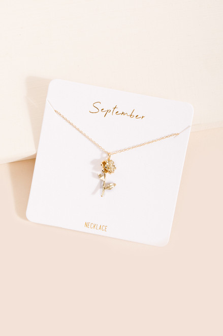 September Birth Flower Pendant Necklace