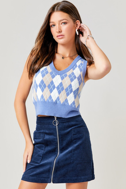 Haile Vneck Argyle Tank Top