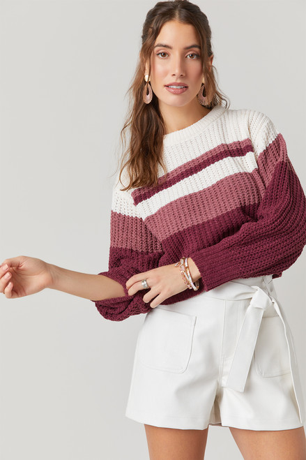 Emma Striped Rib-Knit Sweater